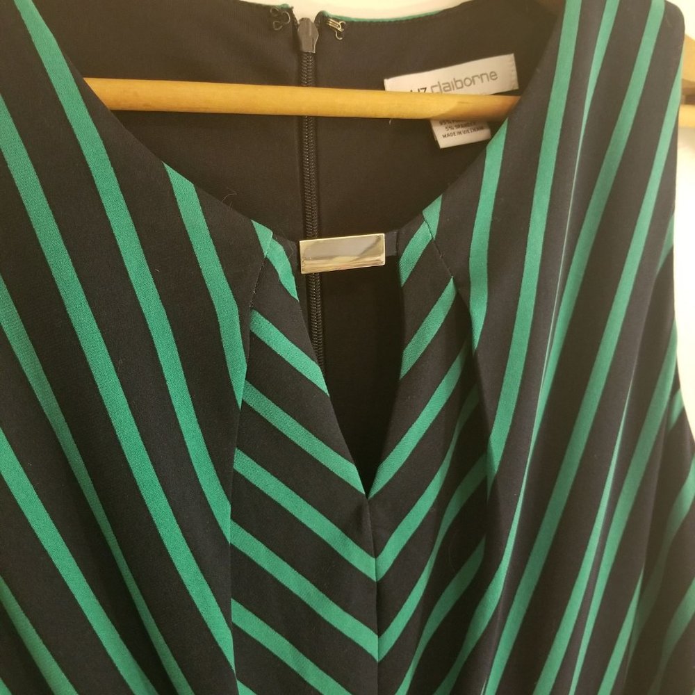Liz Claiborne Green And Blue Chevron Stripe Dress